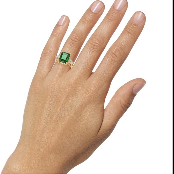 Charter Club Emerald Cut Crystal Ring Plate, Gold - Picture 3 of 11